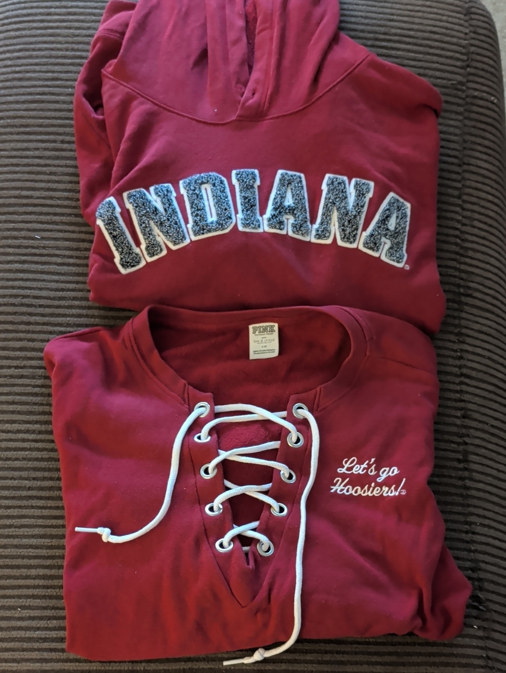Pink Victoria Secrets 2 Indiana Sweatshirts..Size Large